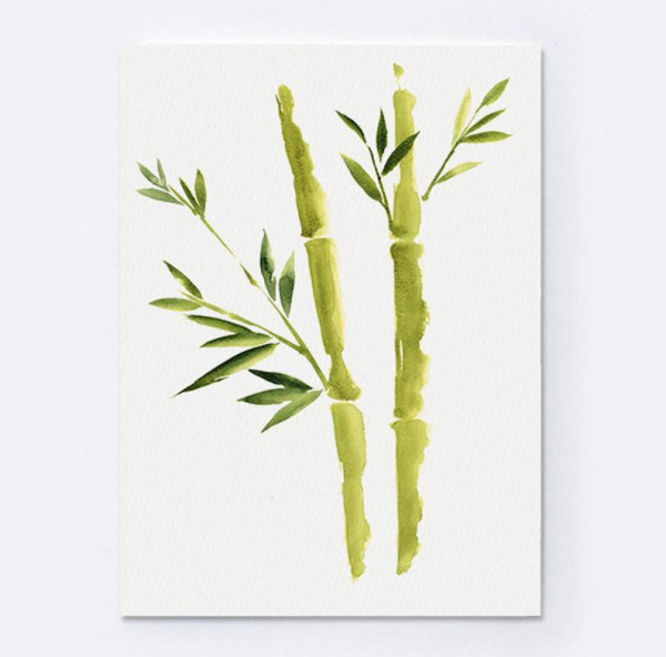 Нарисованный бамбук акварелью