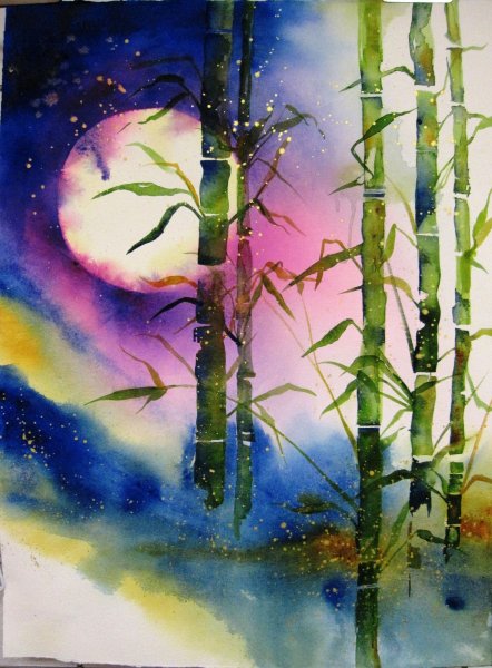 Бамбук акварель