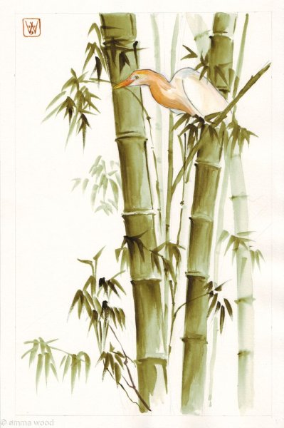 Китайская живопись акварелью бамбук