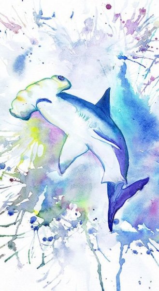 Океан арт акварель