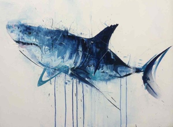 Акула акварелью