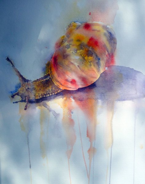 Акварельные карандаши рисуем улитку