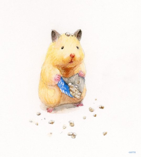 Хомяк акварелью