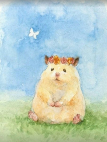 Хомяк рисунок акварелью