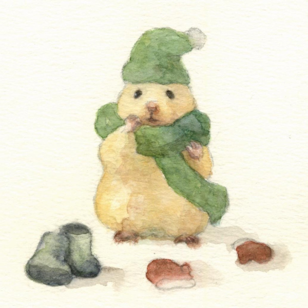 Японский художник рисует хомяка