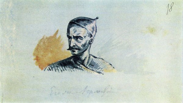 Черкес с лошадью Лермонтов