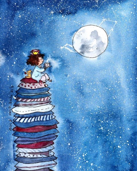 Спокойной ночи акварель