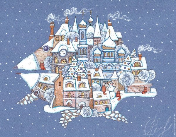 Зимний город иллюстрация