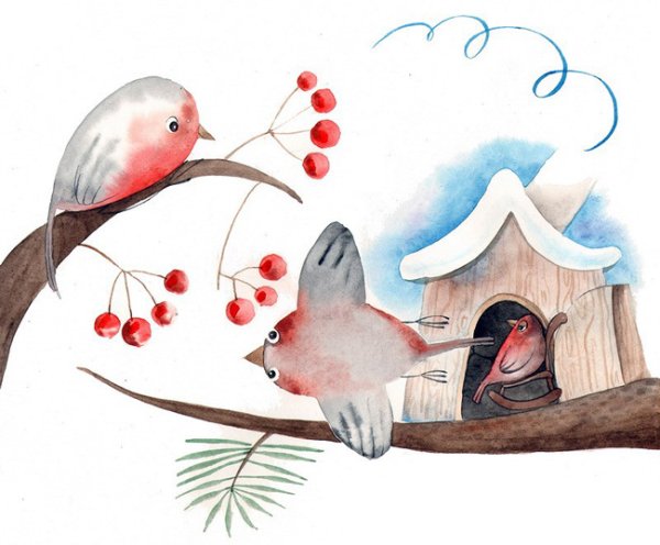 Скетчинг Снегирь