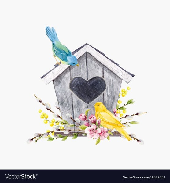 Скворечник акварель