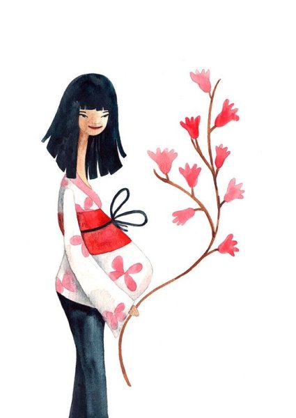 Акварельный рисунок беременность