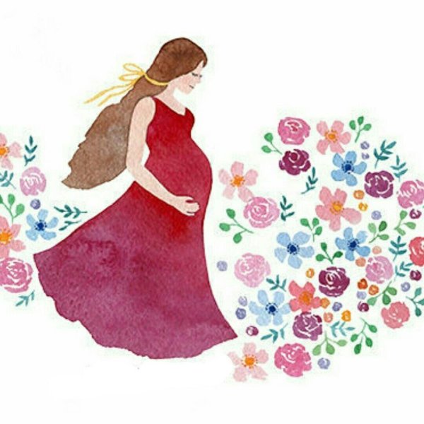 Беременность акварель