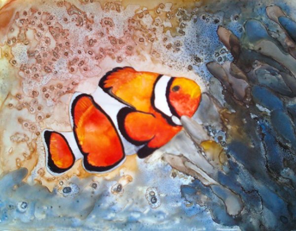Рыба клоун гуашью