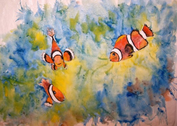 Рыба клоун живопись