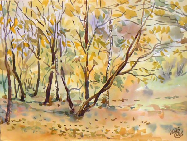 Бабье лето акварель