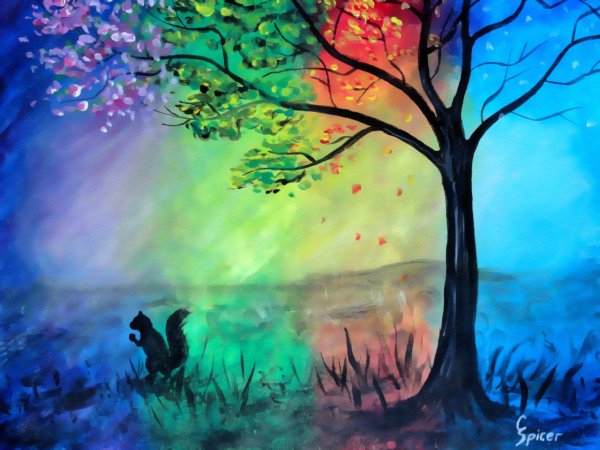 Картина времена года красками