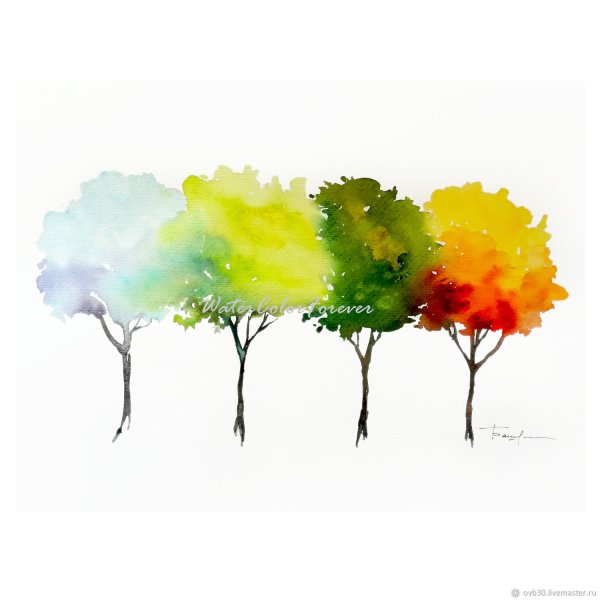 Осенний пейзаж акварелью