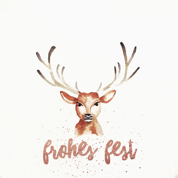Акварельный новогодний олень