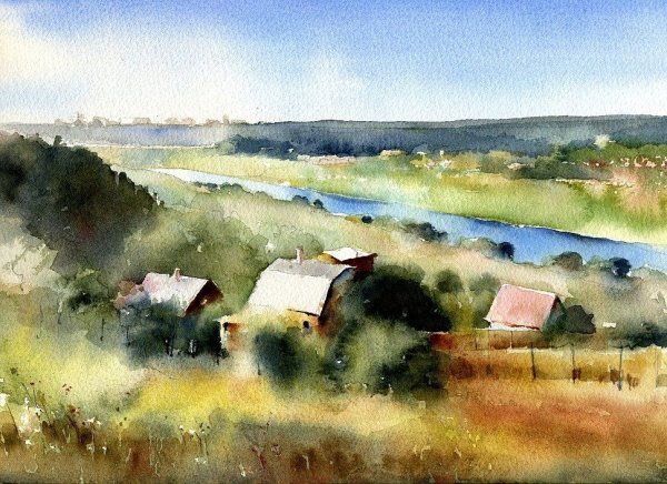 Пейзажи и Владимира Тупоршин акварель