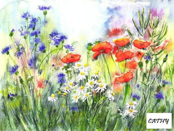 Maria Roszkowska Watercolor акварель цветы