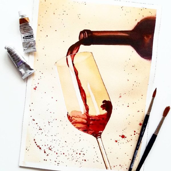 Вино акварель