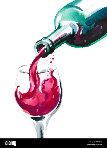 Иллюстрация пьет вино