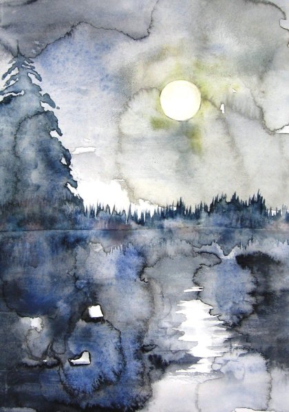 Звездное небо акварель