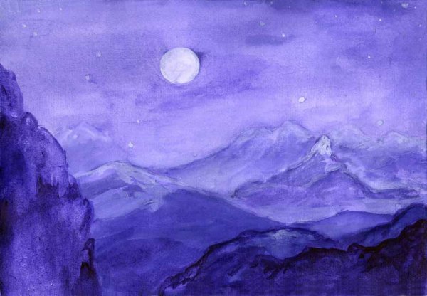 Ночное небо акварелью