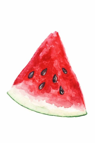 Кусок арбуза акварелью