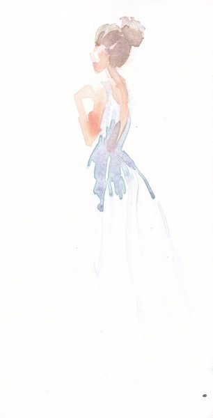 Силуэт девушки акварель