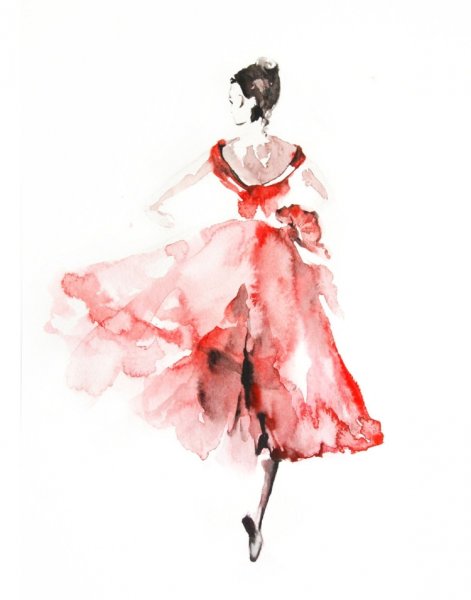 Акварельные девушки в платьях