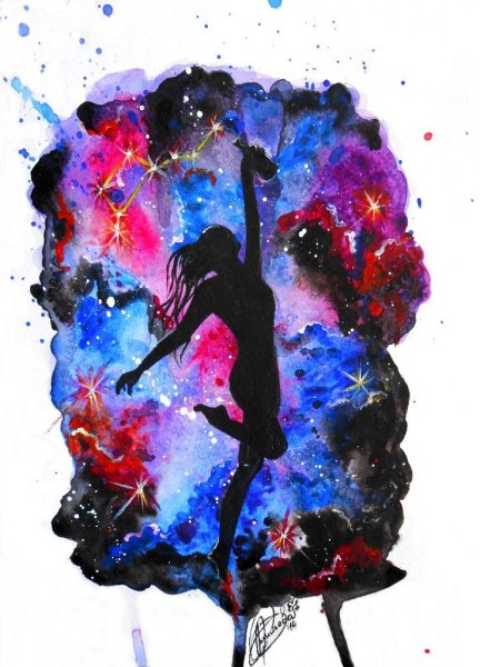 Силуэт девушки космос