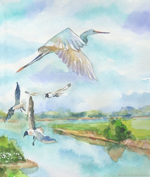 Родные пейзажи акварель