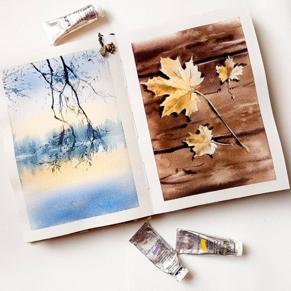 Пейзажи акварелью в скетчбуке