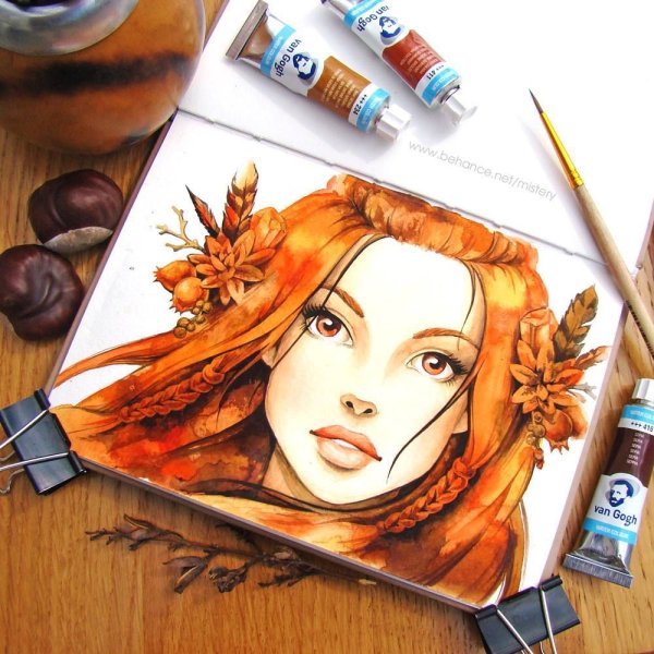 Портрет маркерами для скетчинга