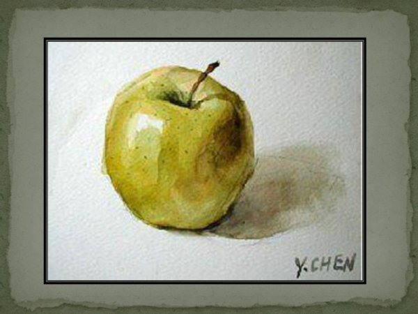 Яблоко Светотень акварель