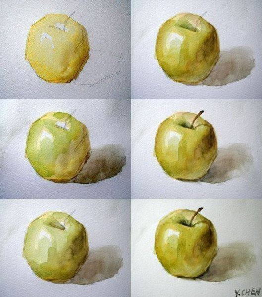 Яблоко акварелью Андрияка