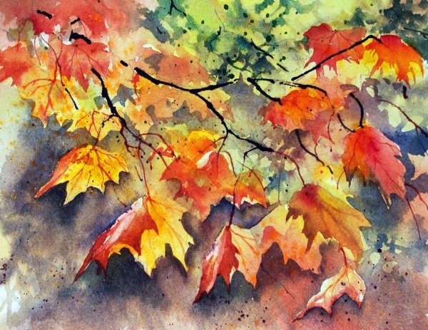 Осенний пейзаж гуашью для детей