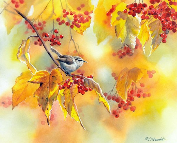 Осенний пейзаж гуашью