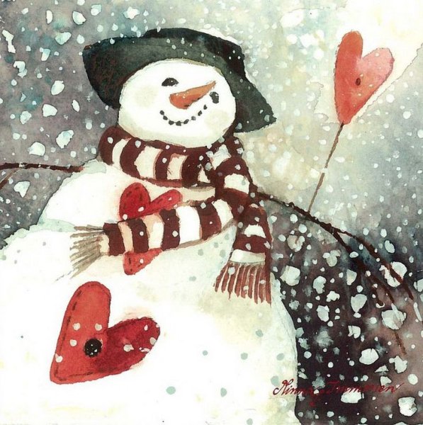 Новогодние акварели Minna Immonen