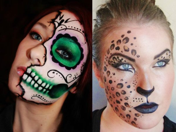 Макияж на Хэллоуин на пол лица