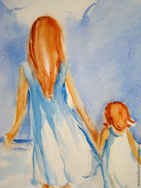 Мать и дитя гуашь