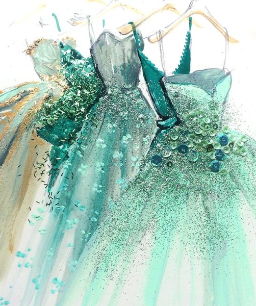 Красивые платья в акварели