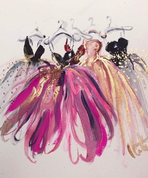 Девушка в платье акварель