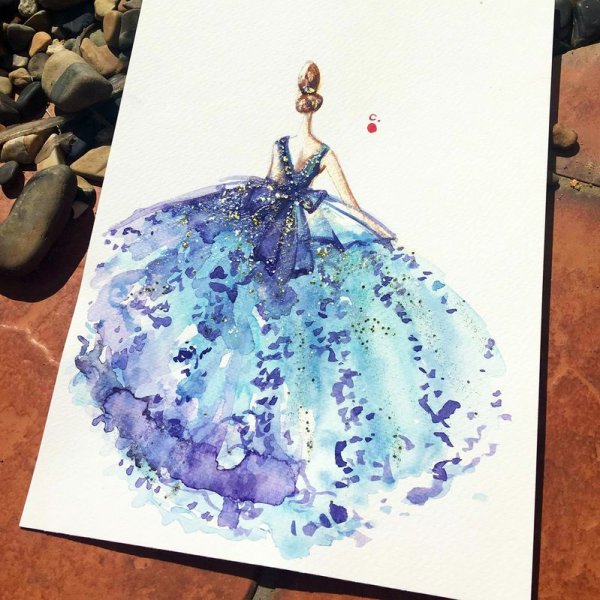 Платье акварель