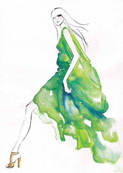 Красивые платья в акварели