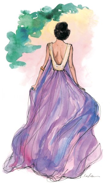 Платье с цветами акварелью