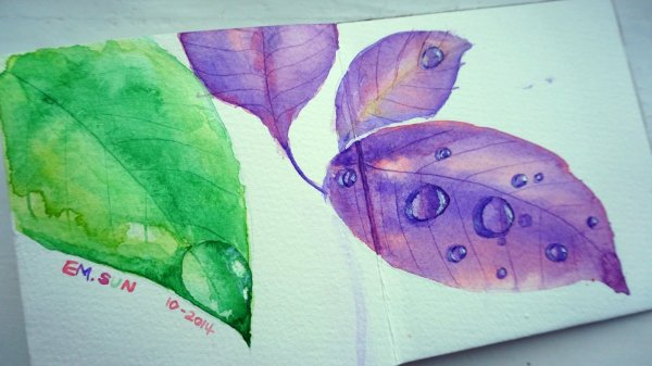 Капли воды акварелью