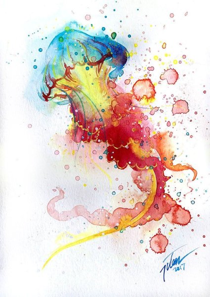 Яркие рисунки акварелью