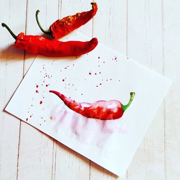 Красный перец акварелью